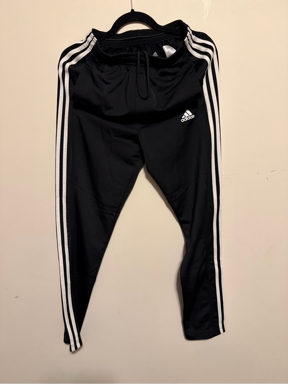 Adidas Men’s Black Track Pants with White Stripes